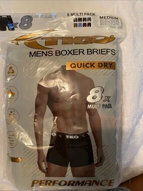 TKO Men's Quick Dry Boxer Briefs - Black 8 Pack